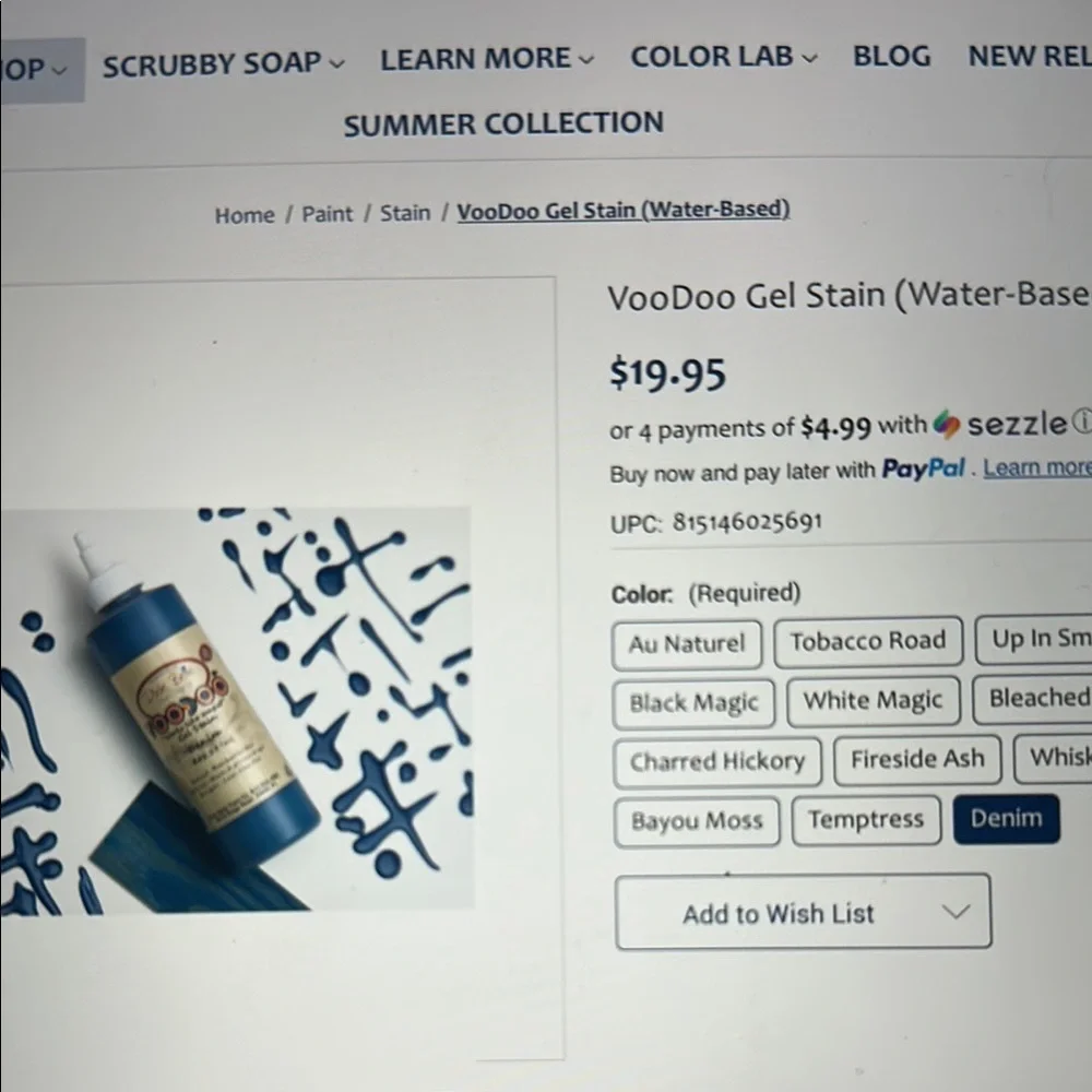 Dixie Belle in Denim Voodoo Gel Stain - Blue - Picture 2 of 3
